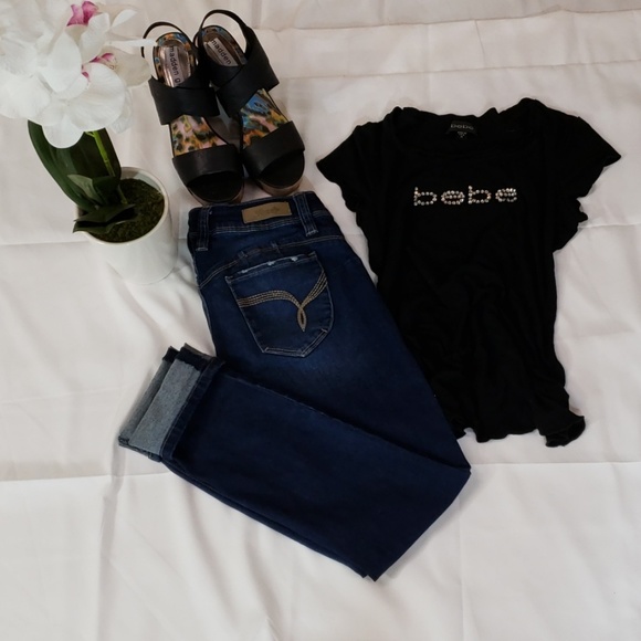 bebe Tops - Bebe crystal jewels logo soft tee